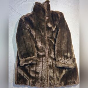 Dennis Basso Full-Length Faux Fur Mink Coat Size XL